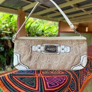 XOXO Beige Monogram Mini Shoulder‎ Bag Y2K Style Zip Top Closure Purse